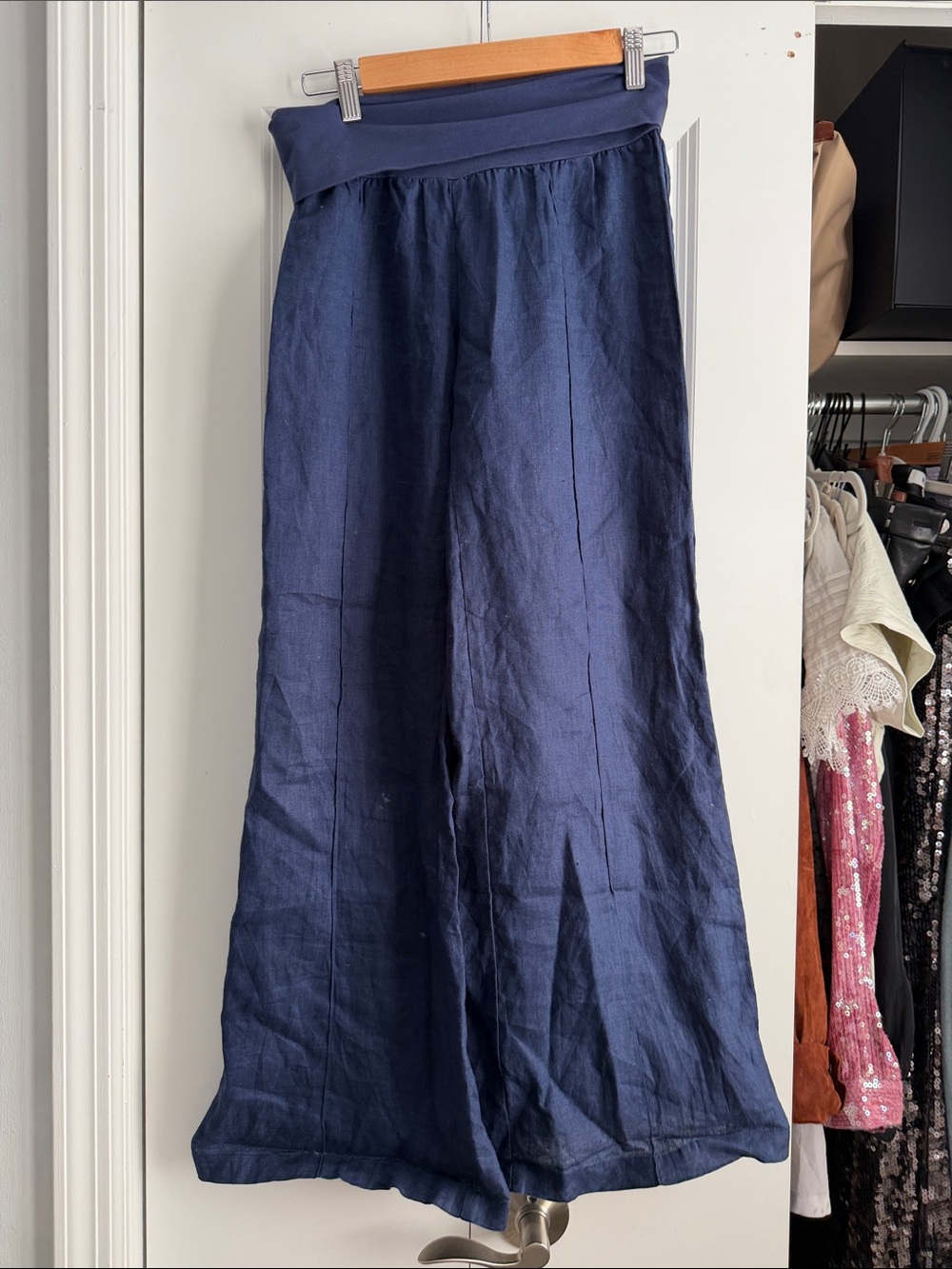 HiHo Navy Wide Leg Linen Pants